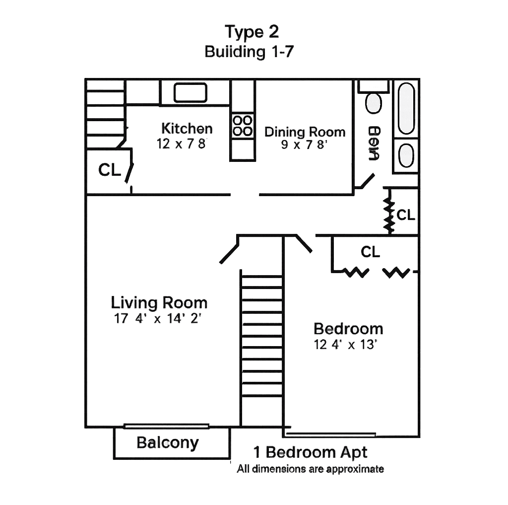 1 Bedroom Type 2 floor plan
